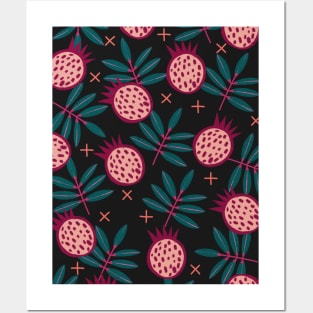 pomegranate print Posters and Art